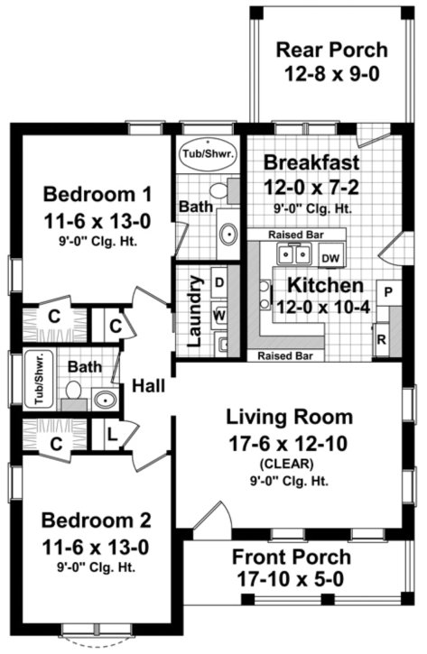 plano casa dos habitaciones, plano de casa de dos baños
