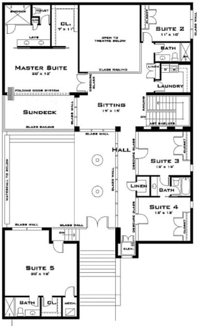 planta alta plano de casa 6 habitaciones, plano con pileta