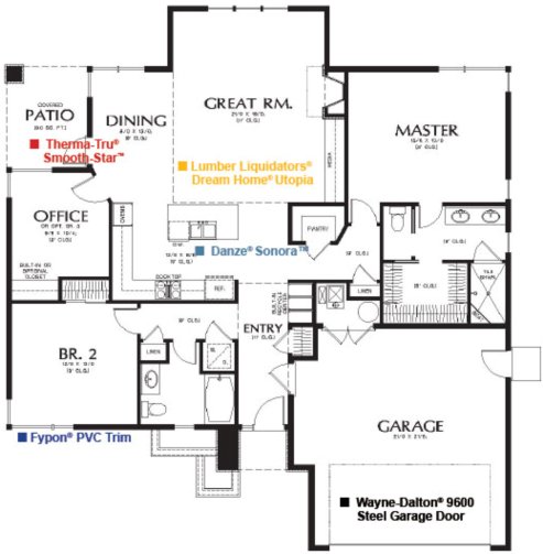 plano de casa con ventanas de aluminio, ventanas altas