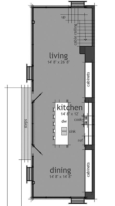 Plano Casa Moderna planta baja, casa amarailla