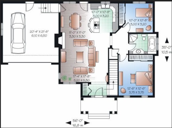 plano de casa 180m, plano de casa un nivel, plano de casa una planta