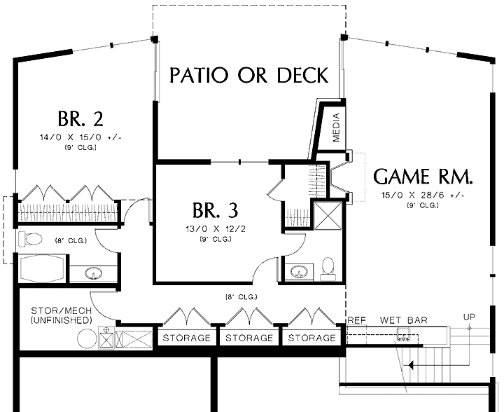 plano vivienda moderna planta alta, plano planta alta, plano patio deck