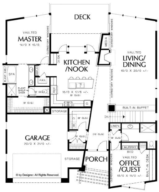 plano vivienda moderna, plano planta baja, plano living