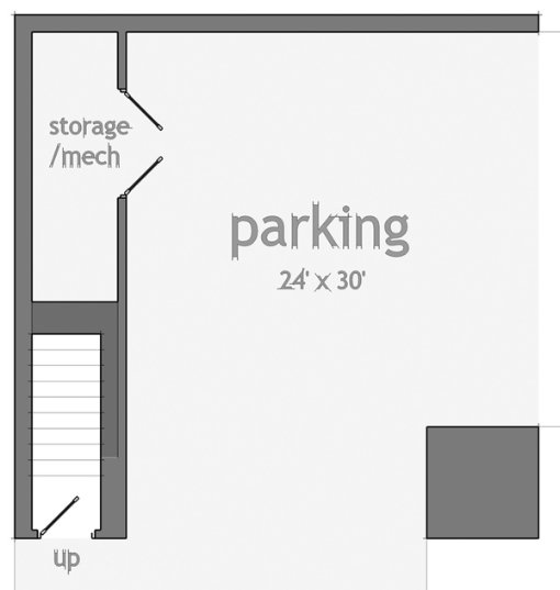 cochera plano de casa en la nieve, parking nieve