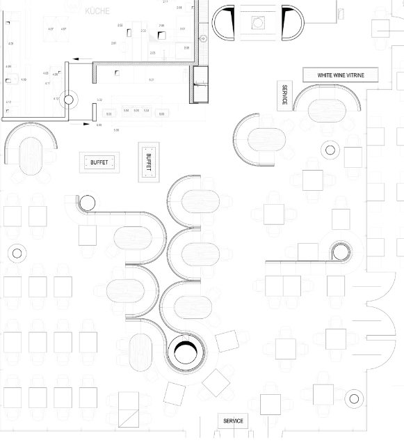 plano comedor hotel, desayunador hotel, cocina hotel, recepción hotel