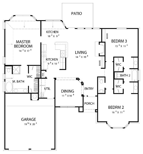 plano de casa de 3 habitaciones, plano de vivienda de 3 dormitorios