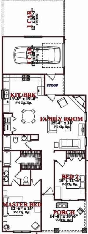 plano para casa, planos para casas, plano casa  cochera en el fondo