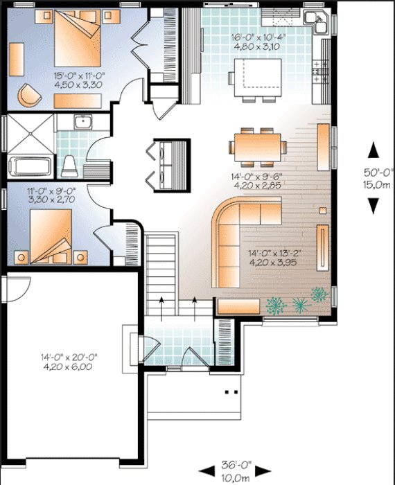 plano casa una planta, plano de vivienda una planta, plano casa un nivel