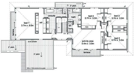 planta alta casa 2 plantas, plano casa 2 niveles, plano casa 2 pisos, plano vivienda 2 plantas