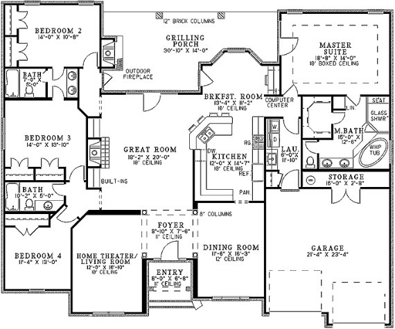 plano casa 1 planta 4 dormitorios, plano vivienda 1 nivel 4 habitaciones