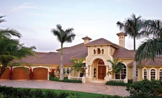 fachadas de casas de lujo, foto de casa con palmeras, frente vivienda con palemeras