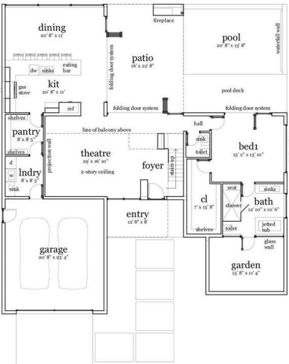 plano casa moderna pileta