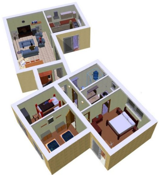 plano 3d casa 3 dormitorios, planos de casas 3d