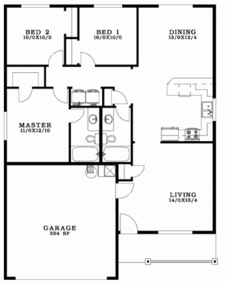 plano de casas dormitorios, planos 2 dormitorios, planos casas 3 dormitorios