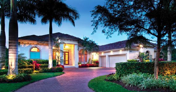 iluminacion casa con palmeras