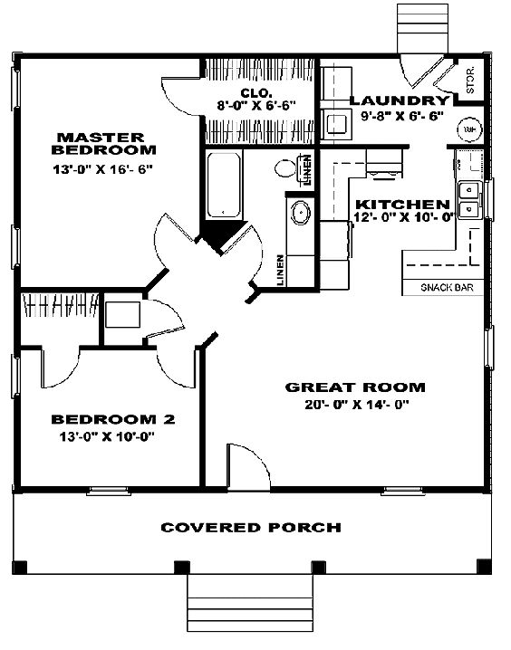 plano cabaña simple dos habitaciones