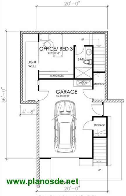 planta baja casa 3 dormitorios, plano planta baja cochera