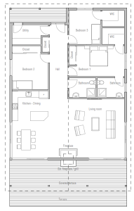 plano casa madera techo 2 aguas