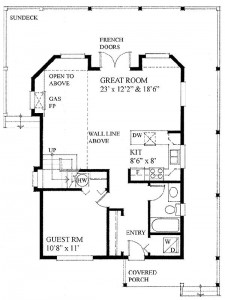 plano de casa de lago, planta baja casa de lago, plano casa de madera