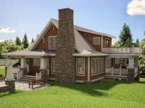 fachada casa techo dos aguas, fachada de casa con chimenea, fachada de vivienda techo dos aguas