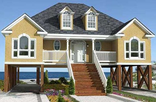fachadas casas de playa, casa elevada en la playa, casa sobre nivel, foto casa de playa