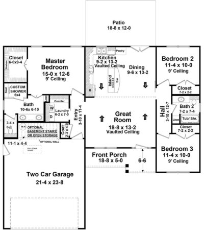 plano de casa estilo rancho americano